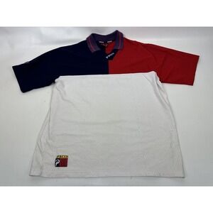 Paco Jeans Polo Shirt Mens Size Large Hip Hop Red White Blue Colorblock Vintage